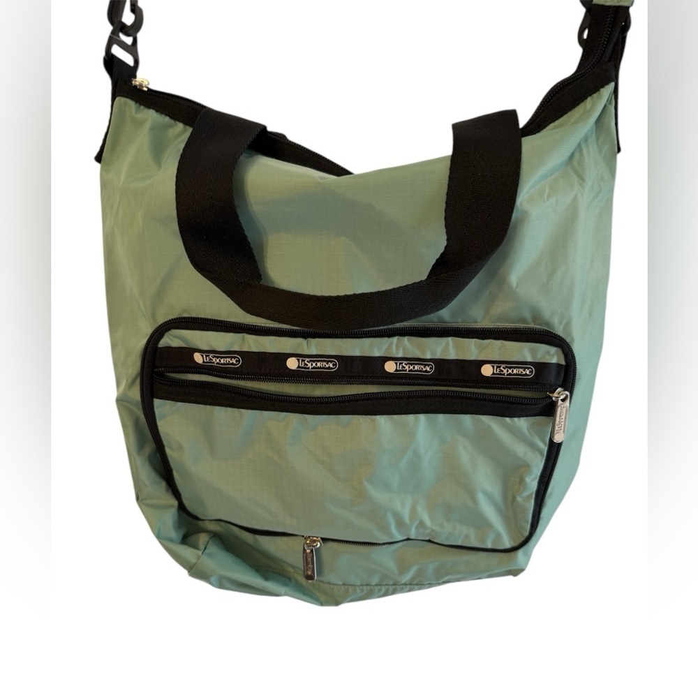 LESPORTSAC PACKABLE SLIM TOTE CROSSBODY SHOULDER BAG IN SPRING LEAF GREEN NEW